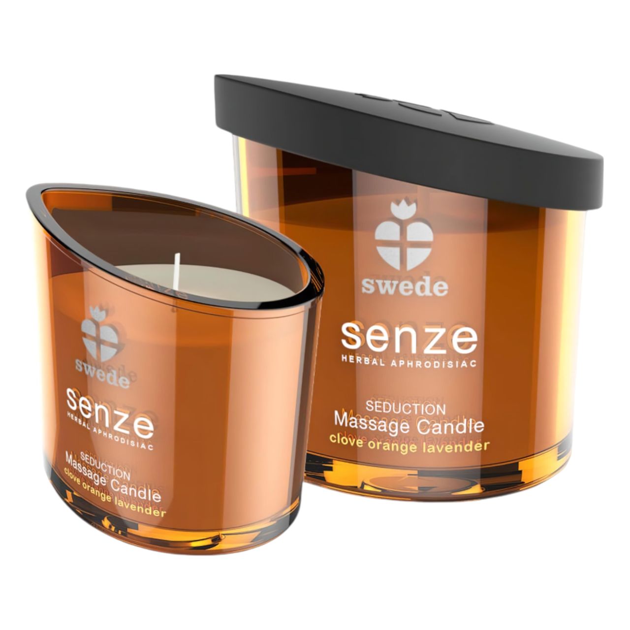 Swede Senze - erotikus masszázsgyertya narancs és levendula illattal (50 ml)