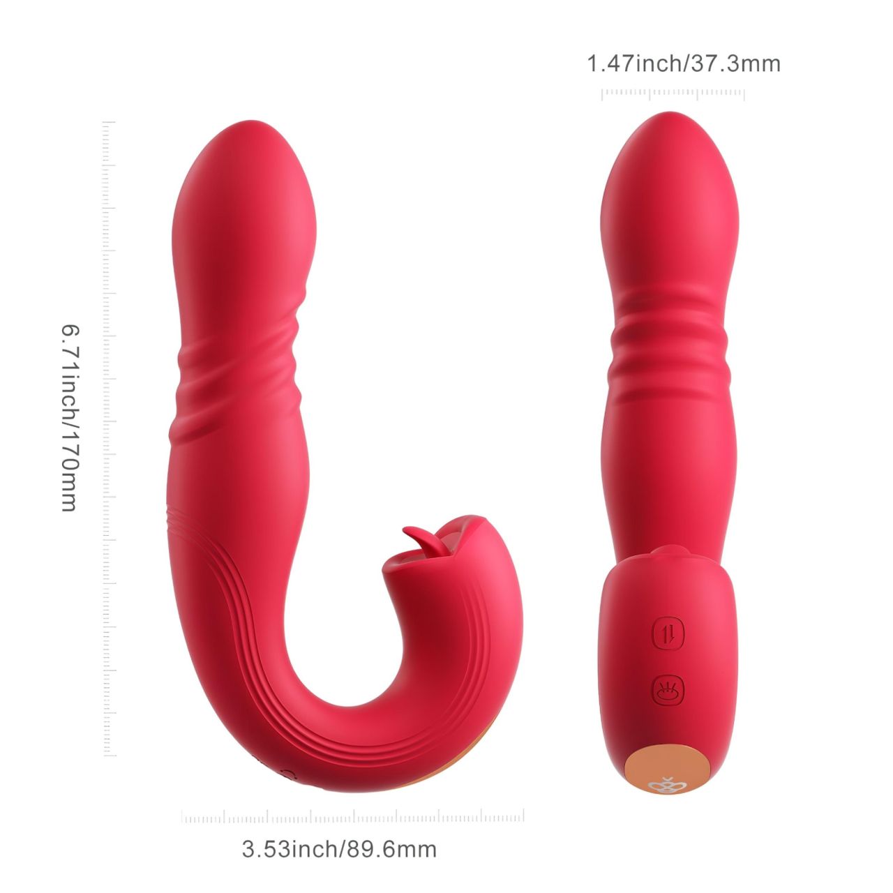 Honey Play Box Joi Thrust 2 - App-vezérelt lökő nyelves vibrátor (piros)
