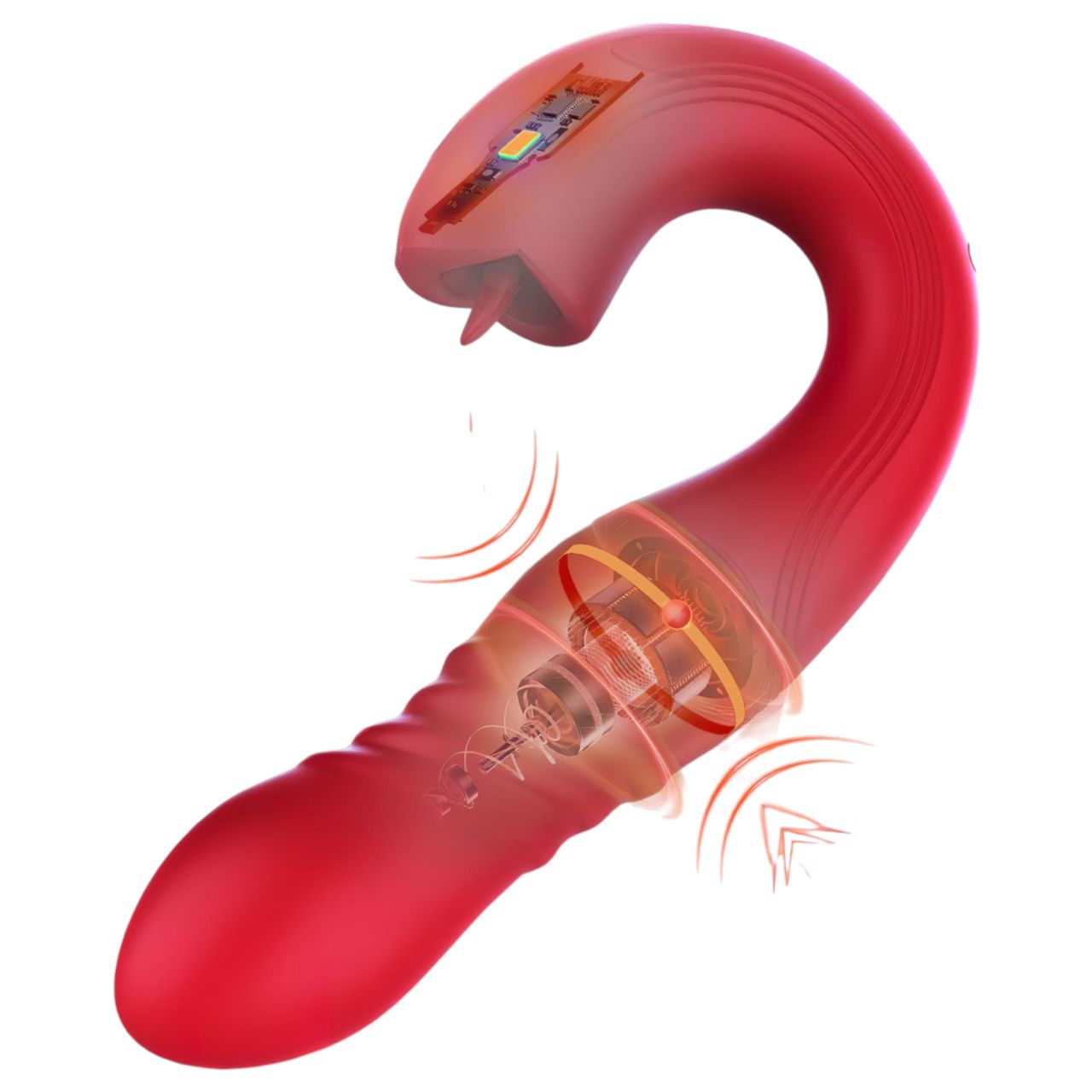 Honey Play Box Joi Thrust 2 - App-vezérelt lökő nyelves vibrátor (piros)