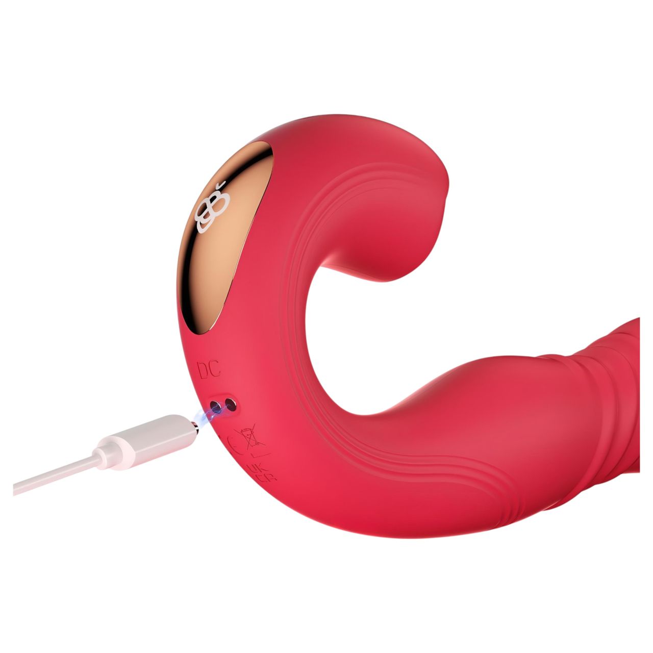 Honey Play Box Joi Thrust 2 - App-vezérelt lökő nyelves vibrátor (piros)