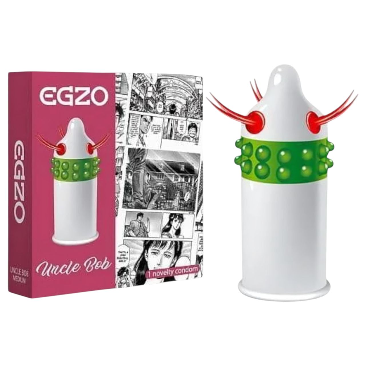 Egzo Uncle Bob - tüskés, csápos óvszer (1 db) Egzo Uncle Bob - tüskés, csápos óvszer (1 db)