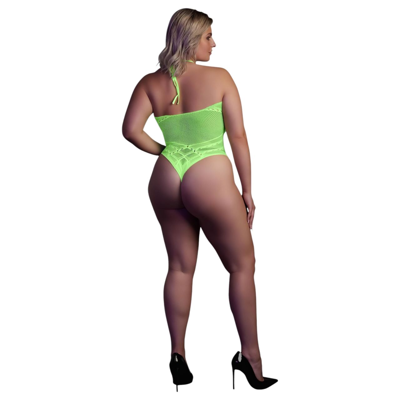 Ouch! - foszforeszkáló pántos hatású body (neon zöld)