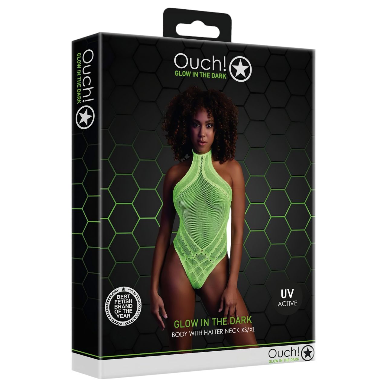 Ouch! - foszforeszkáló pántos hatású body (neon zöld)