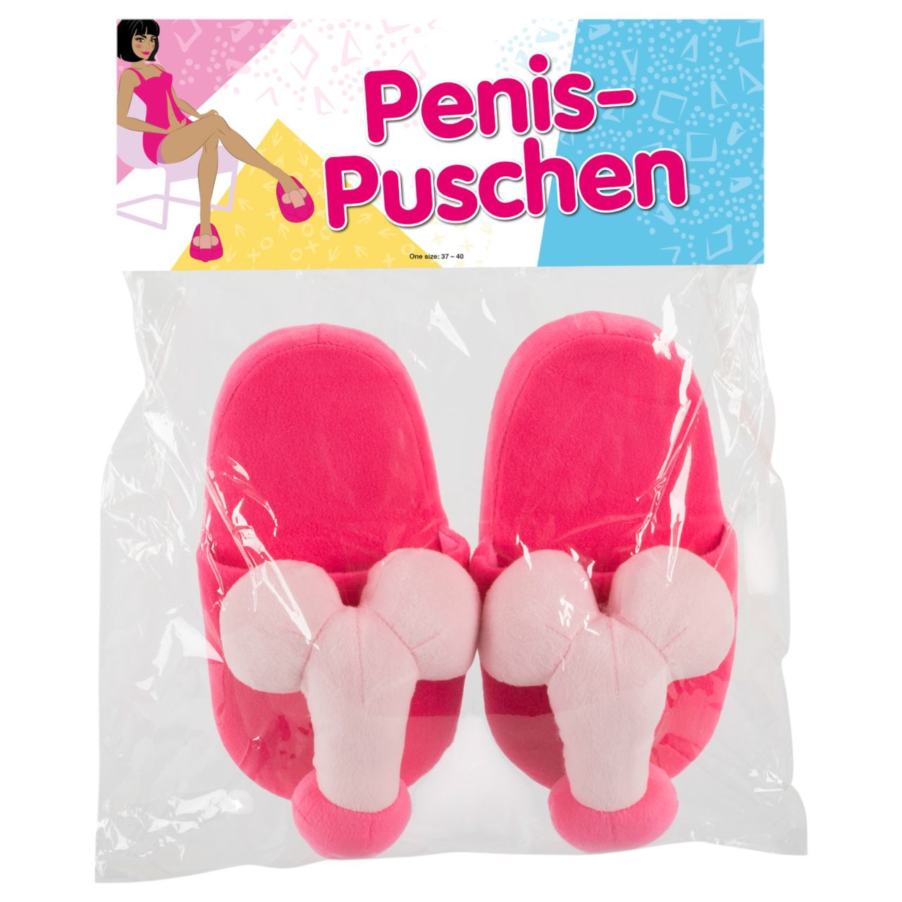 Plüss papucs rózsaszín - pénisz formájú
