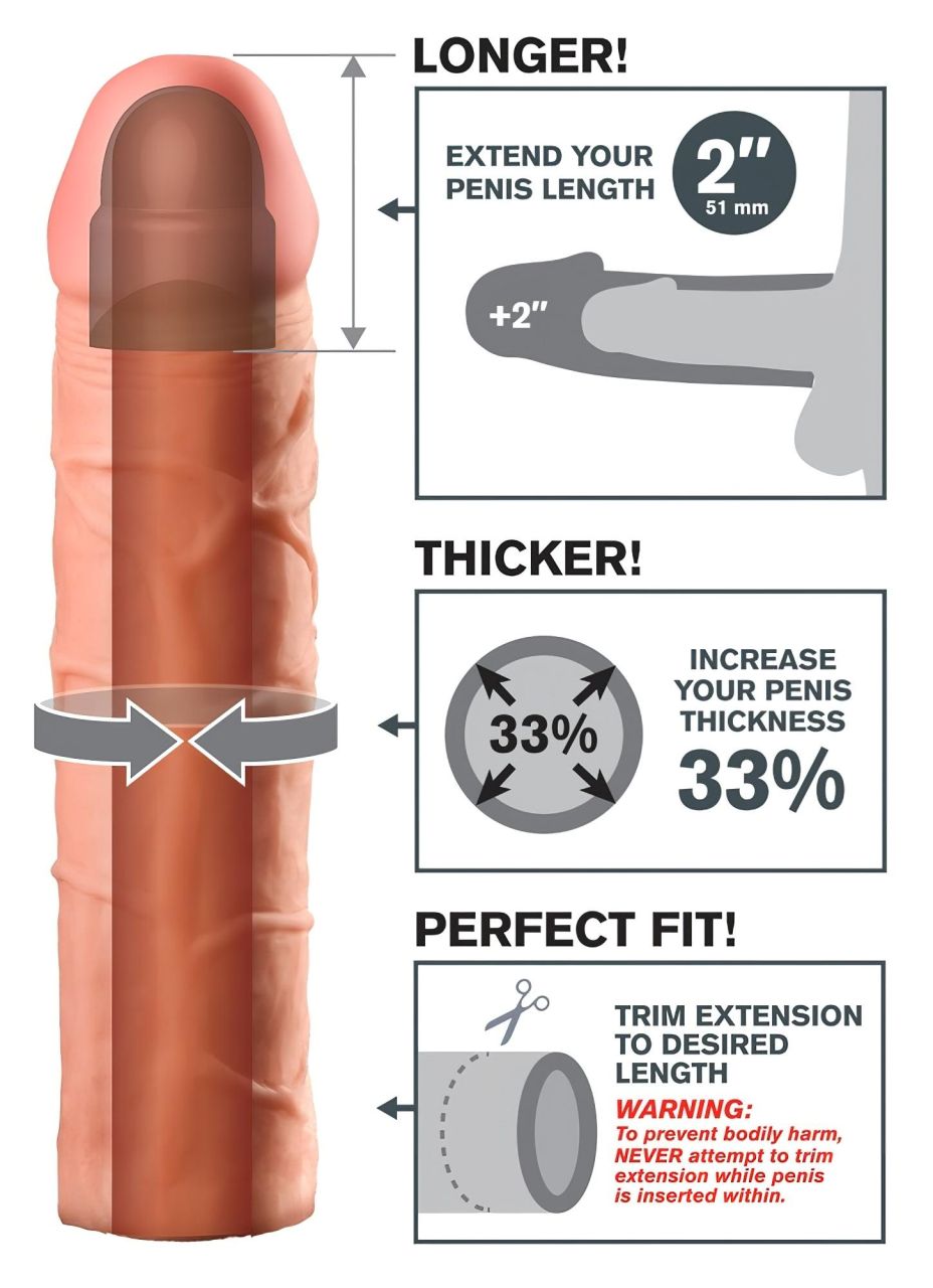 Pipedream - X-TENSION Perfect 2 - élethű péniszköpeny (20,3 cm, testszínű)