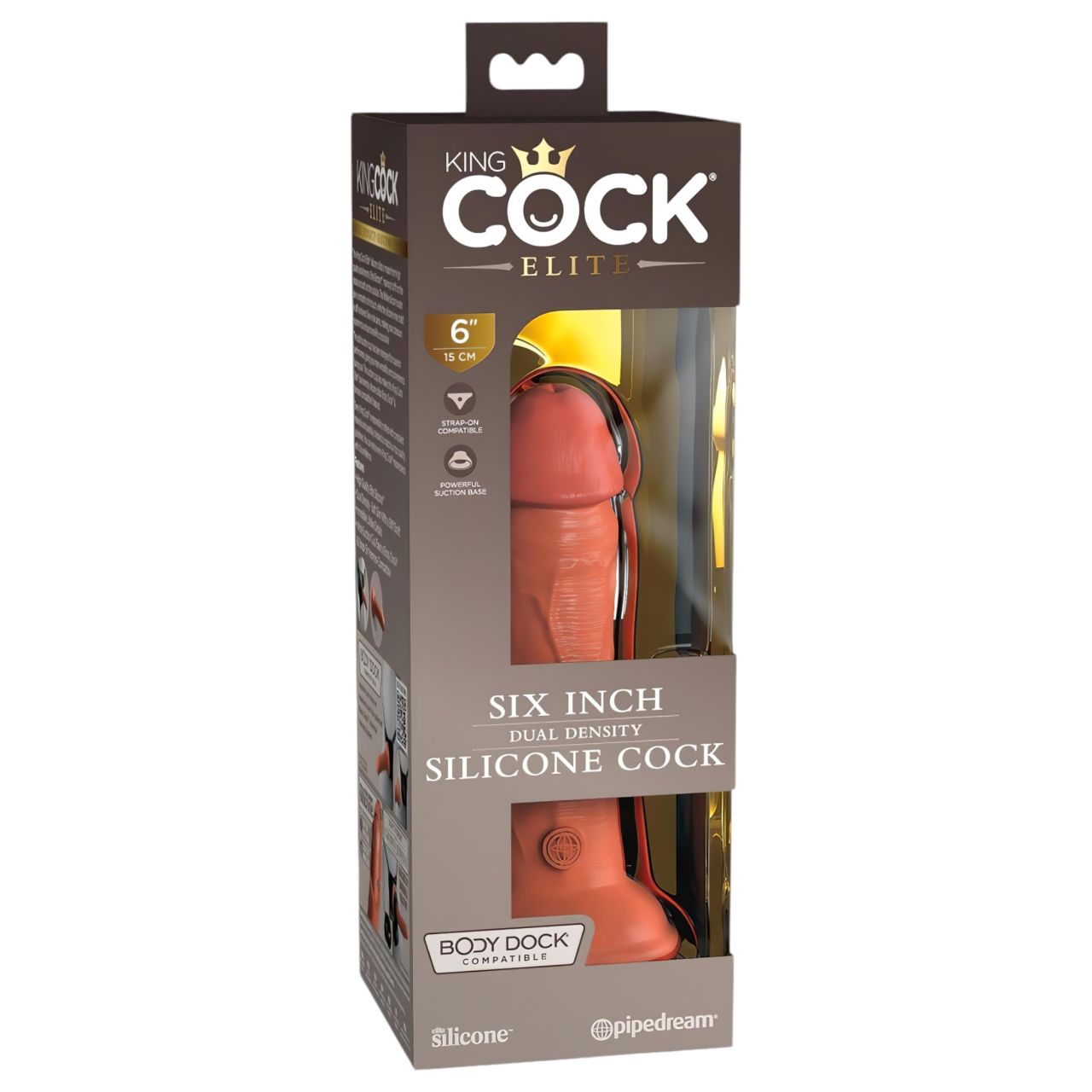 King Cock Elite 6 - tapadókorongos, élethű dildó (15 cm) - sötét King Cock Elite 6 - tapadókorongos, élethű dildó (15 cm) - sötét