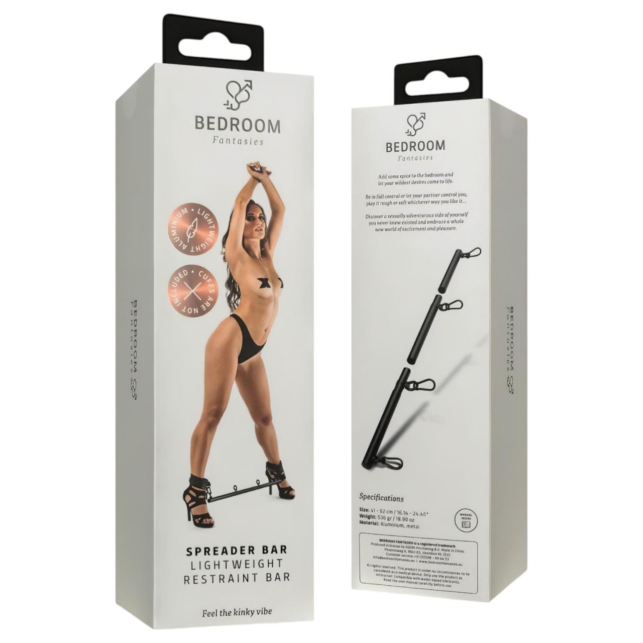 Bedroom Fantasies - állítható terpesztőrúd, bondage kellék (fekete)