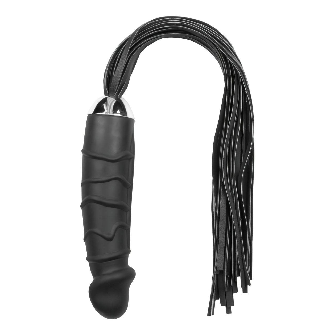EasyToys Flogger - korbács és szilikon dildó egyben (fekete)