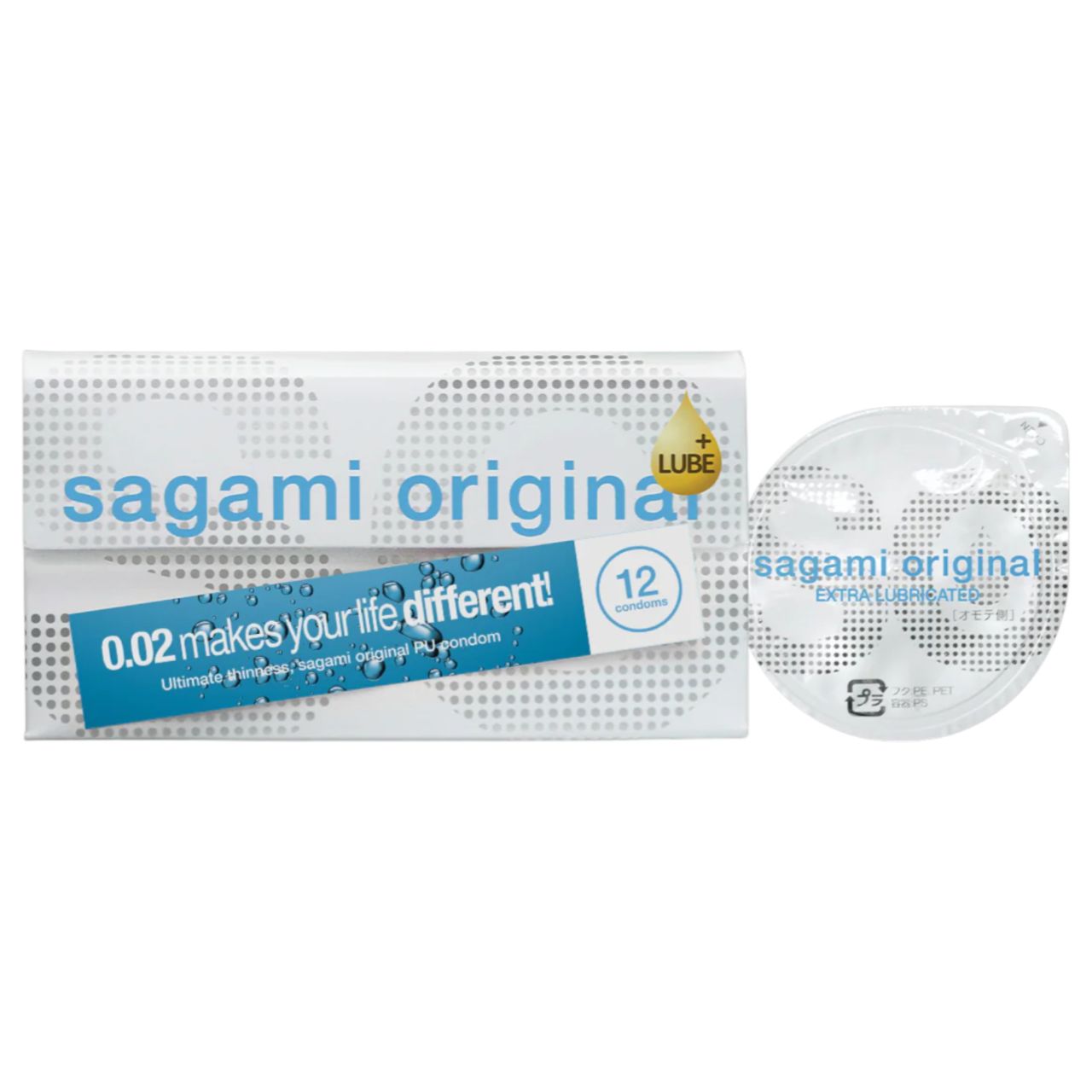 Sagami Original 0.02 - extra síkosított ultravékony óvszer (55 mm, 12 db)