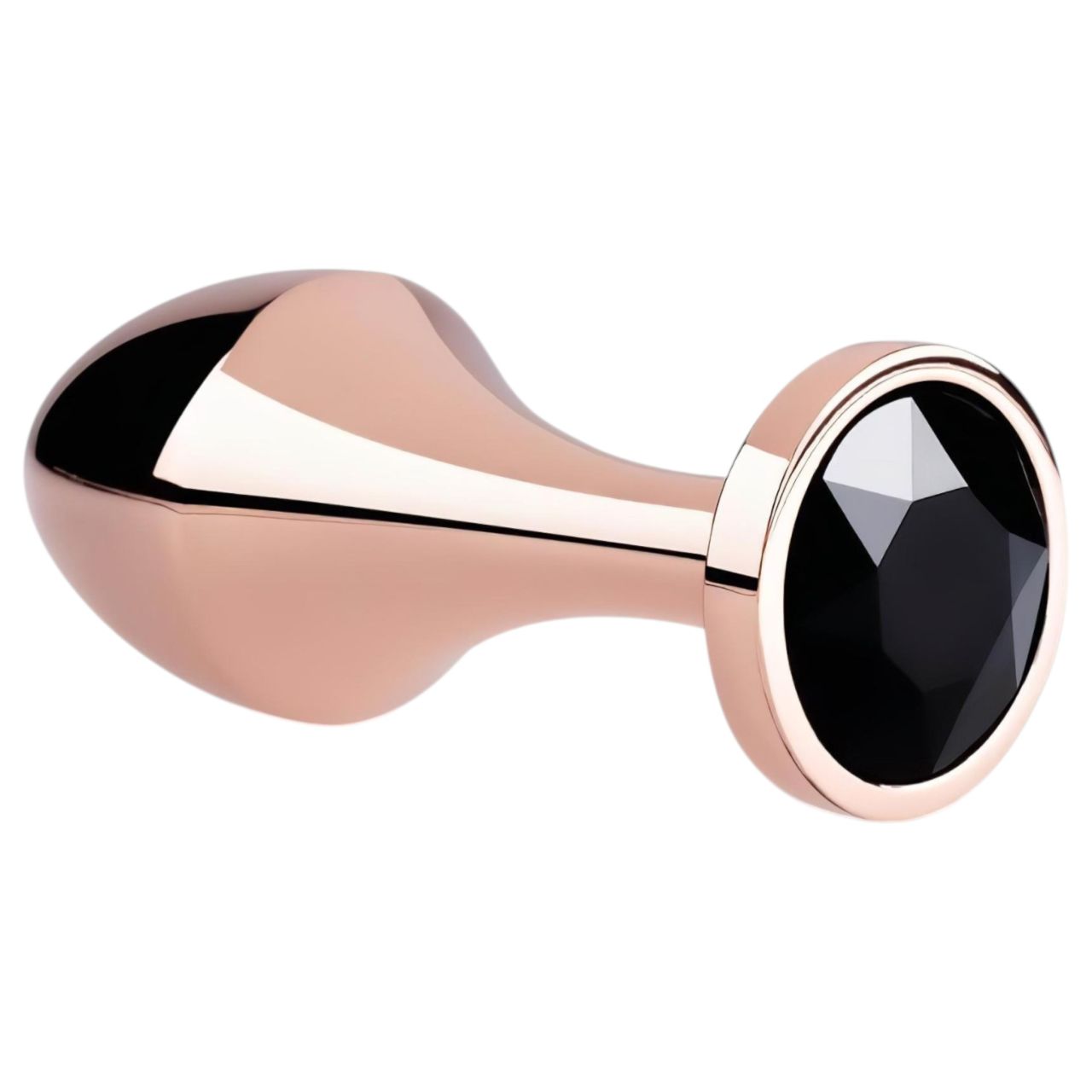 Rosy Gold Butt Plug - fekete köves anál plug (rosegold)