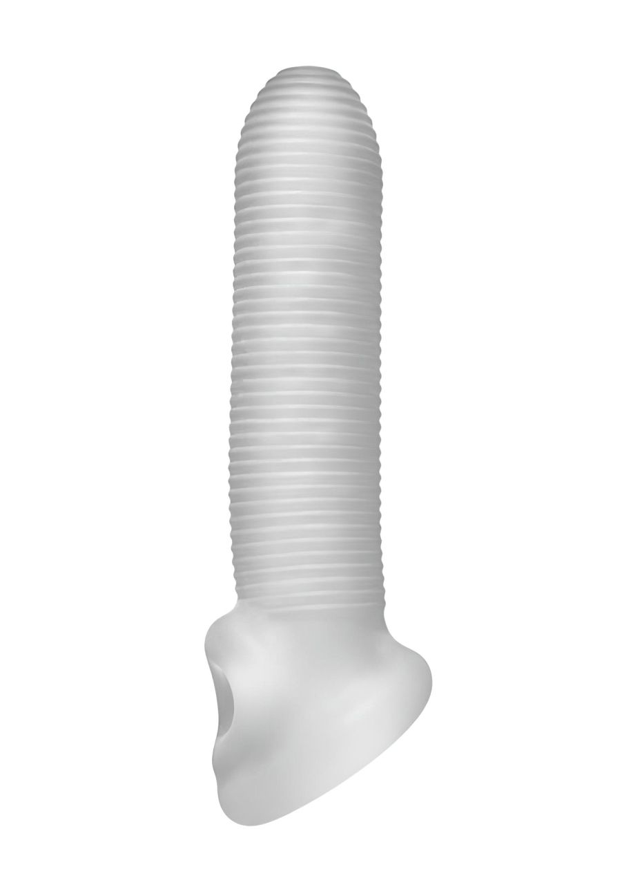Perfect Fit - Fat Boy Micro Ribbed - péniszköpeny (17 cm, fehér)