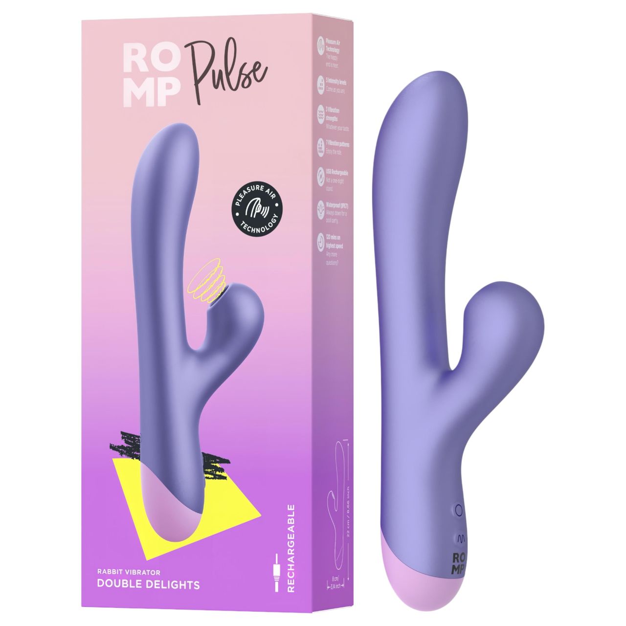 ROMP Pulse - léghullámos csiklóizgató és G-pont vibrátor (lila) ROMP Pulse - léghullámos csiklóizgató és G-pont vibrátor (lila)
