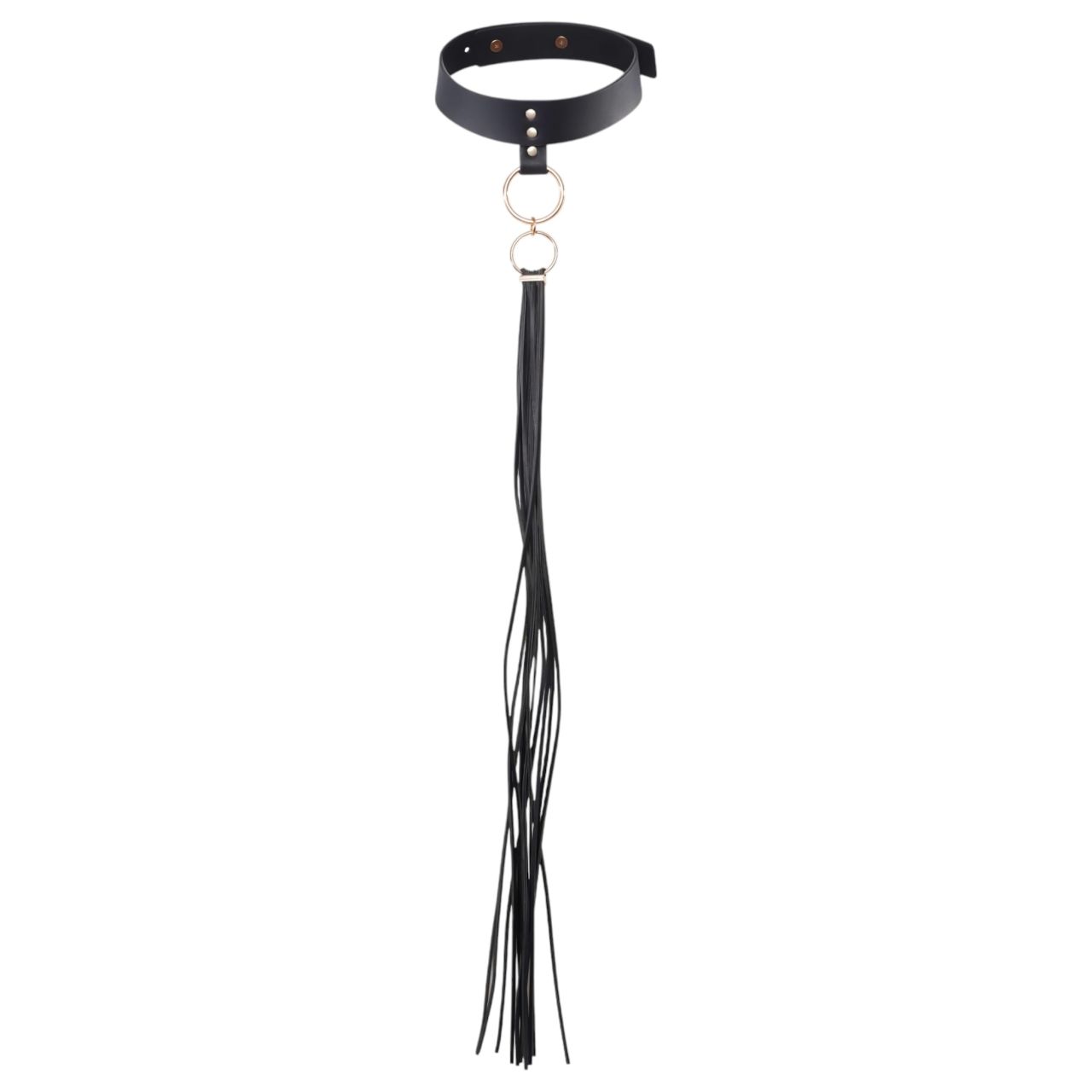 Bijoux Indiscrets - BDSM korbács és nyakörv egyben (fekete)