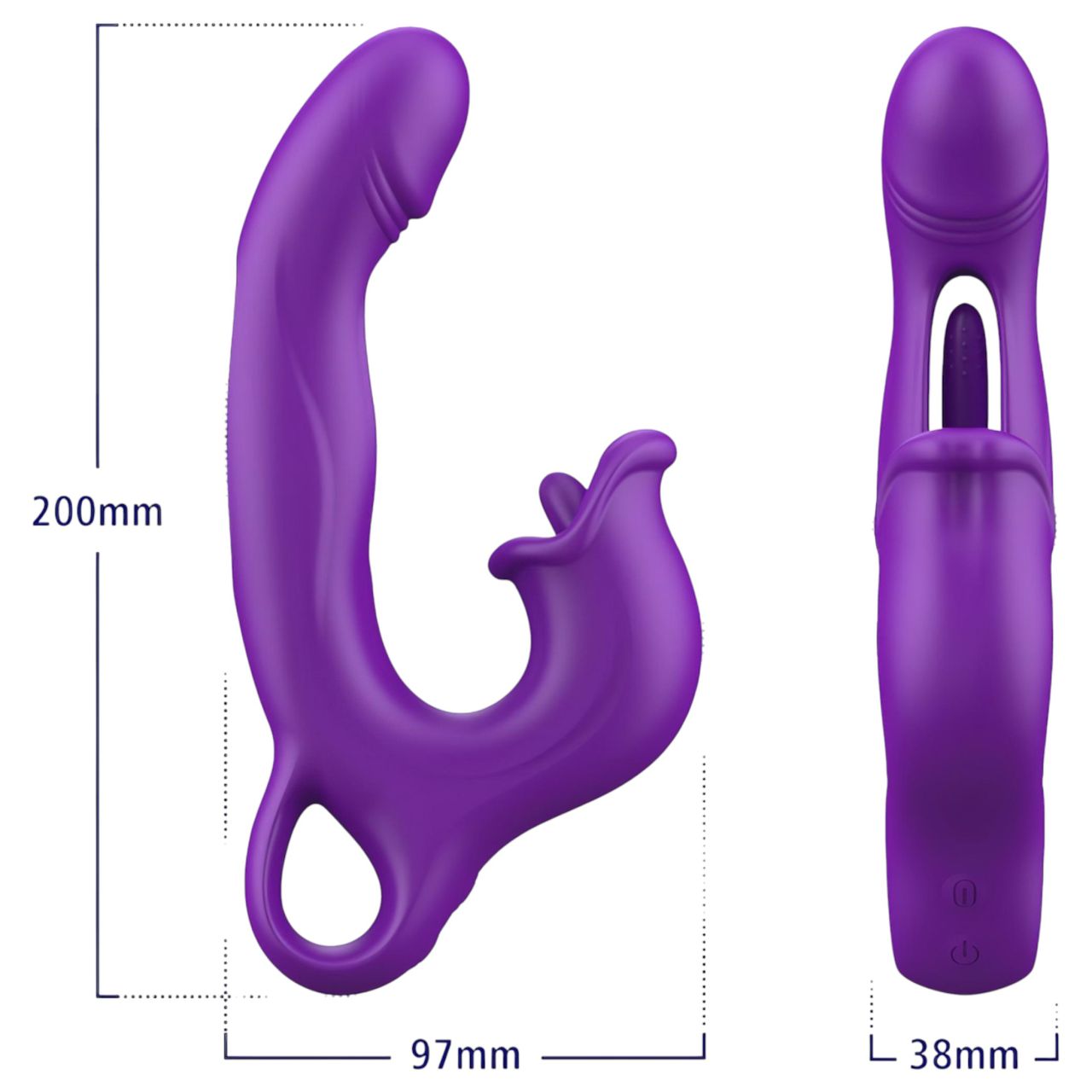 Erospace Sweet Play - nyelves csiklóizgató és bólogató G-pont vibrátor (lila)