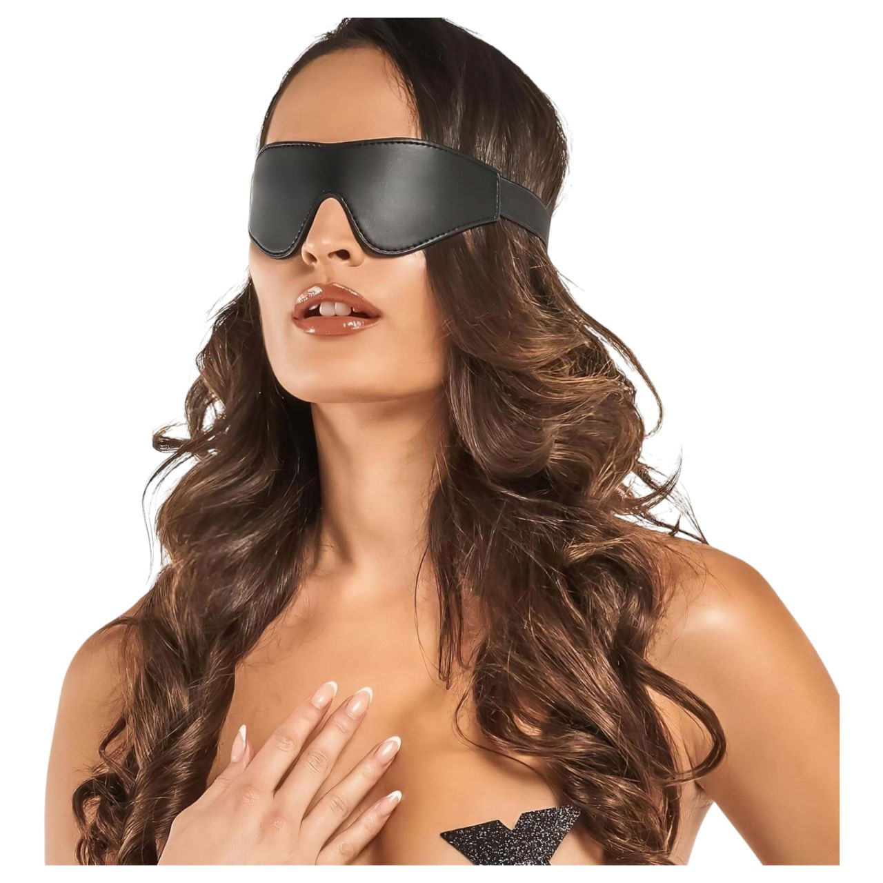 Bedroom Fantasies - bőrhatású BDSM szemmaszk (fekete)