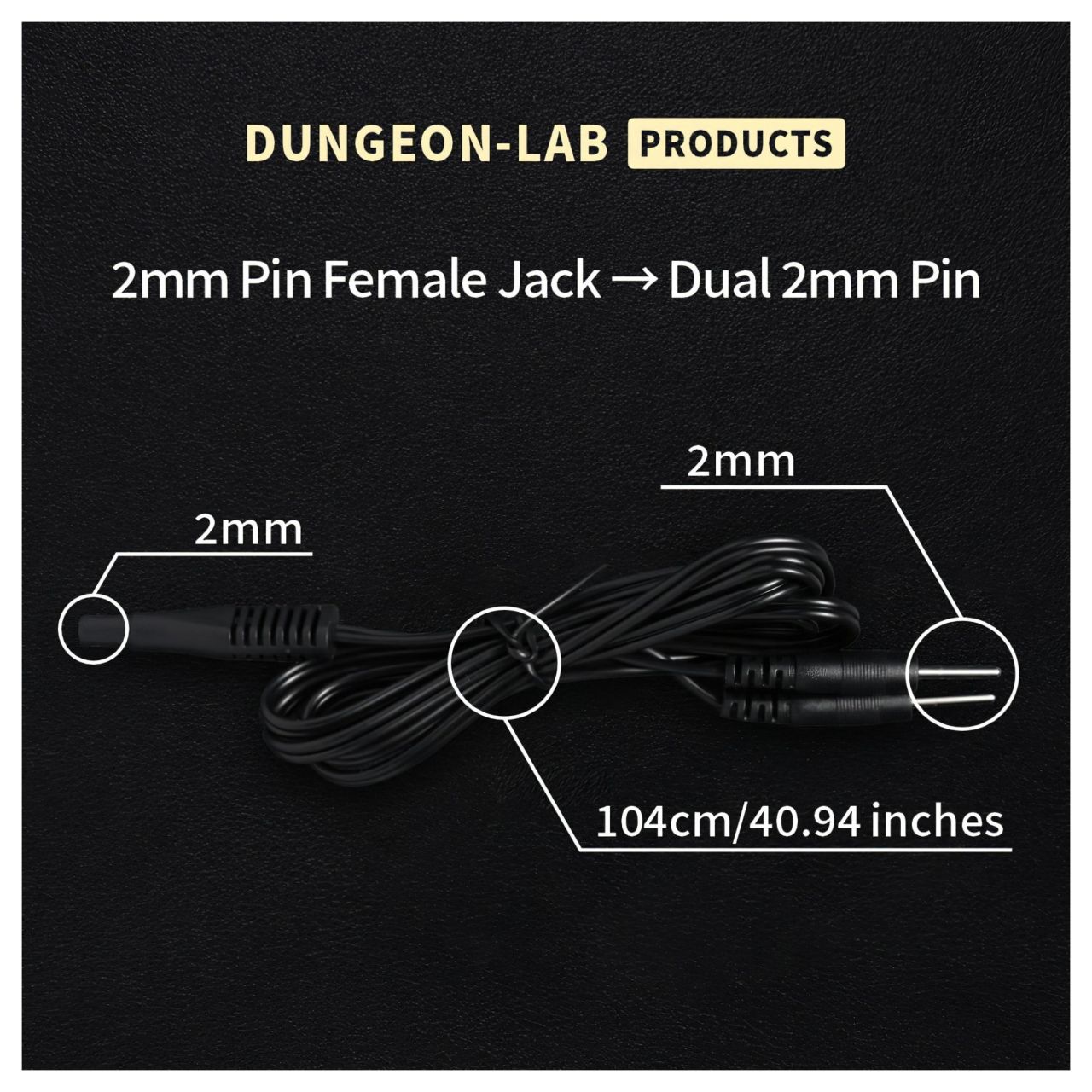 DG-LAB - 2 mm-es elektróda hosszabbító és elosztó kábel (fekete)