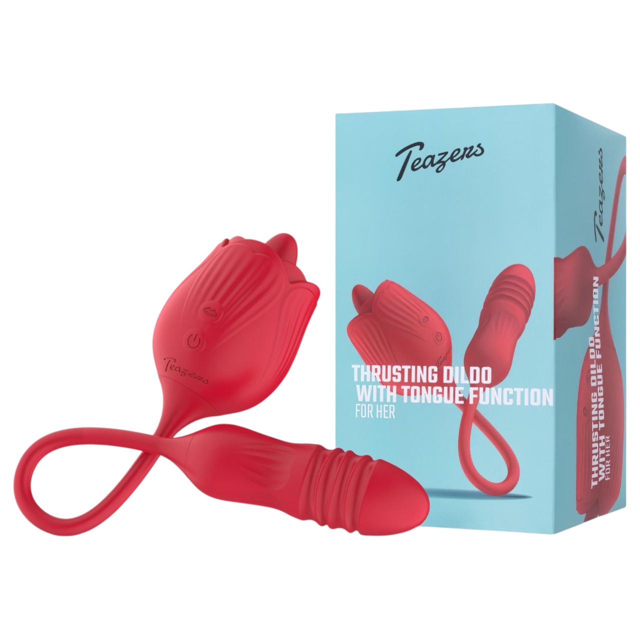 Teazers Rose - lökő vibrátor nyelves csiklóizgatóval (piros) Teazers Rose - lökő vibrátor nyelves csiklóizgatóval (piros)