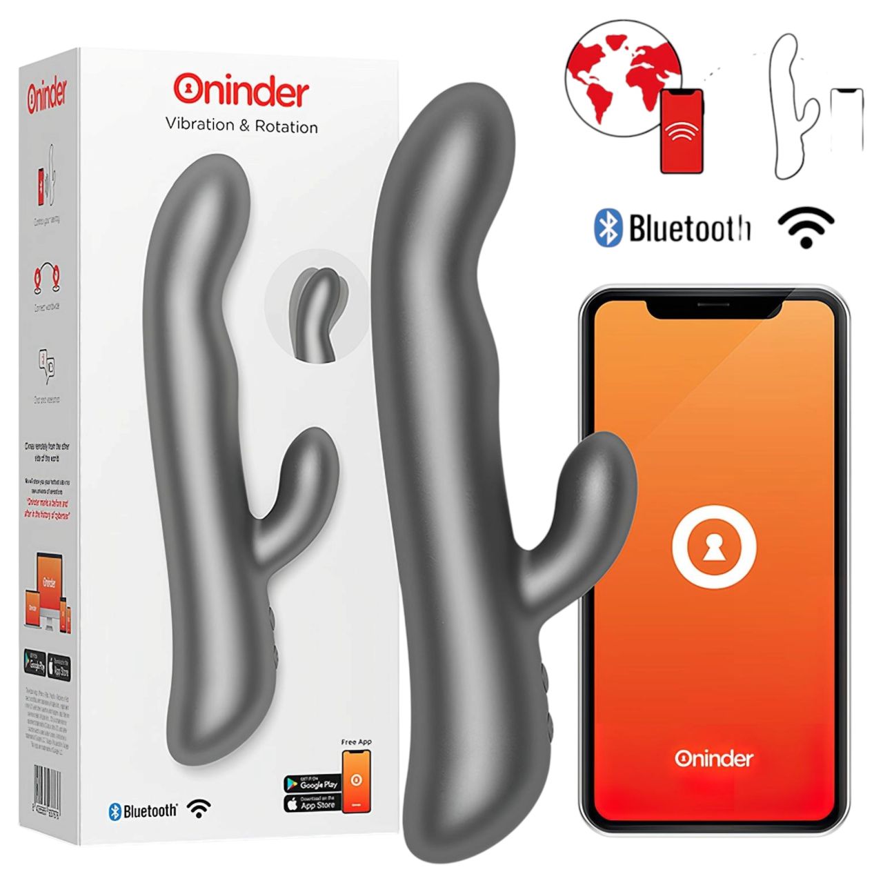 Oninder Oslo - appos, forgó csiklókaros vibrátor (fekete)