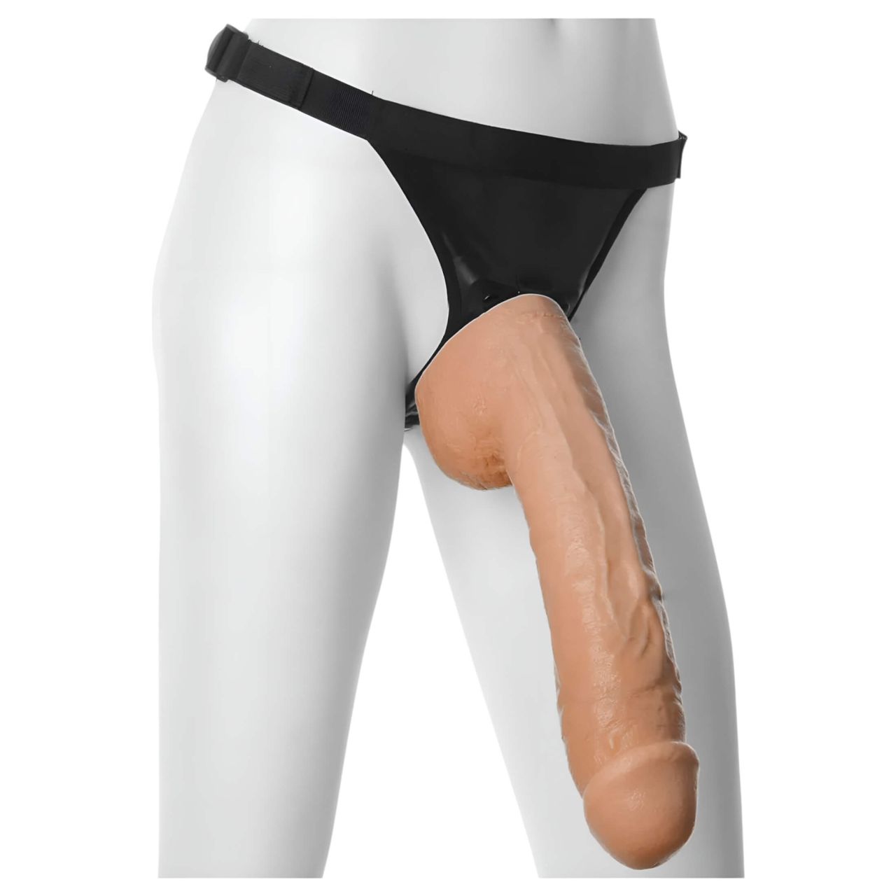 Doc Johnson Vac-U-Lock Hung 12 - élethű, herés dildó (testszínű)