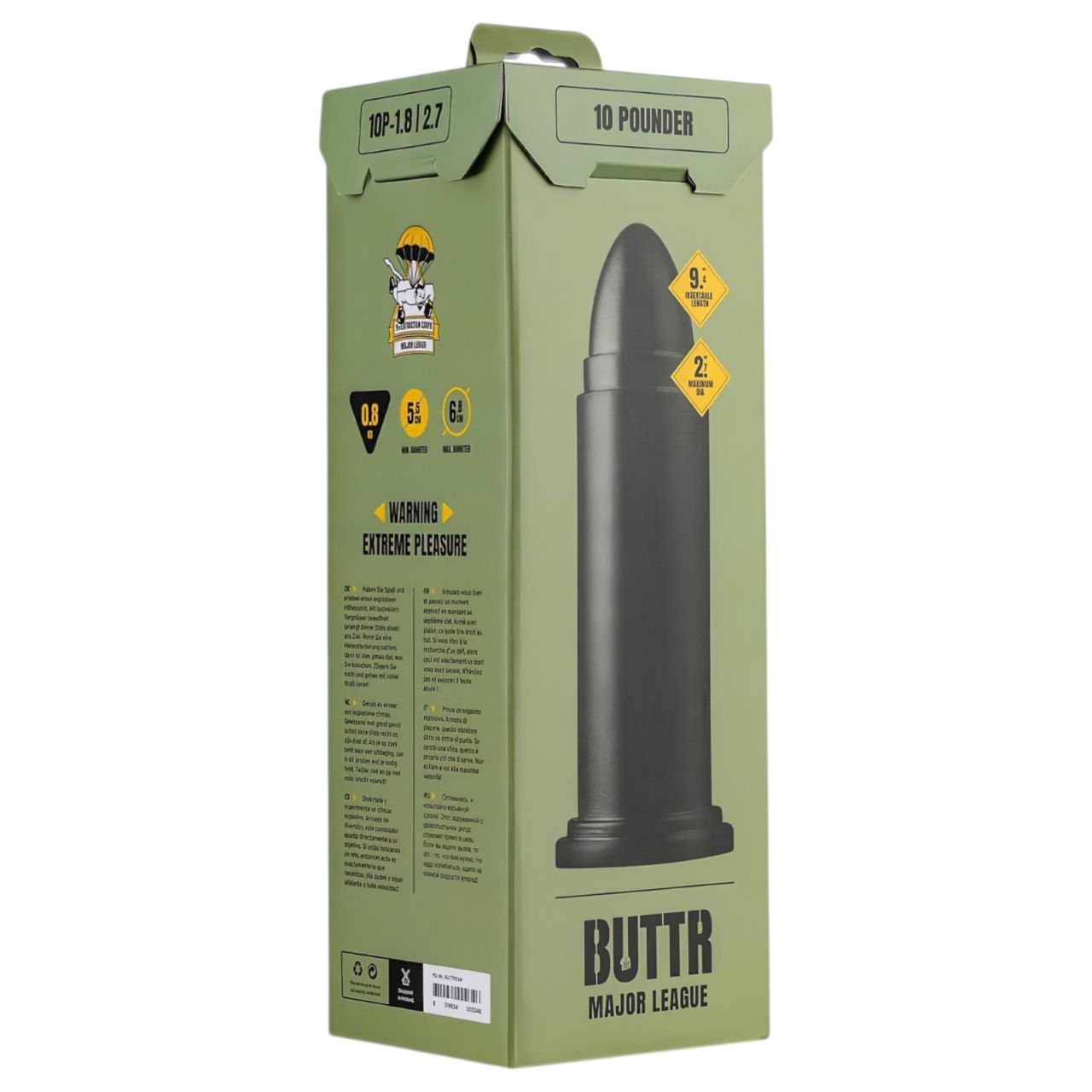 BUTTR 10 Punder - tapadókorongos nagyméretű anál dildó (fekete)