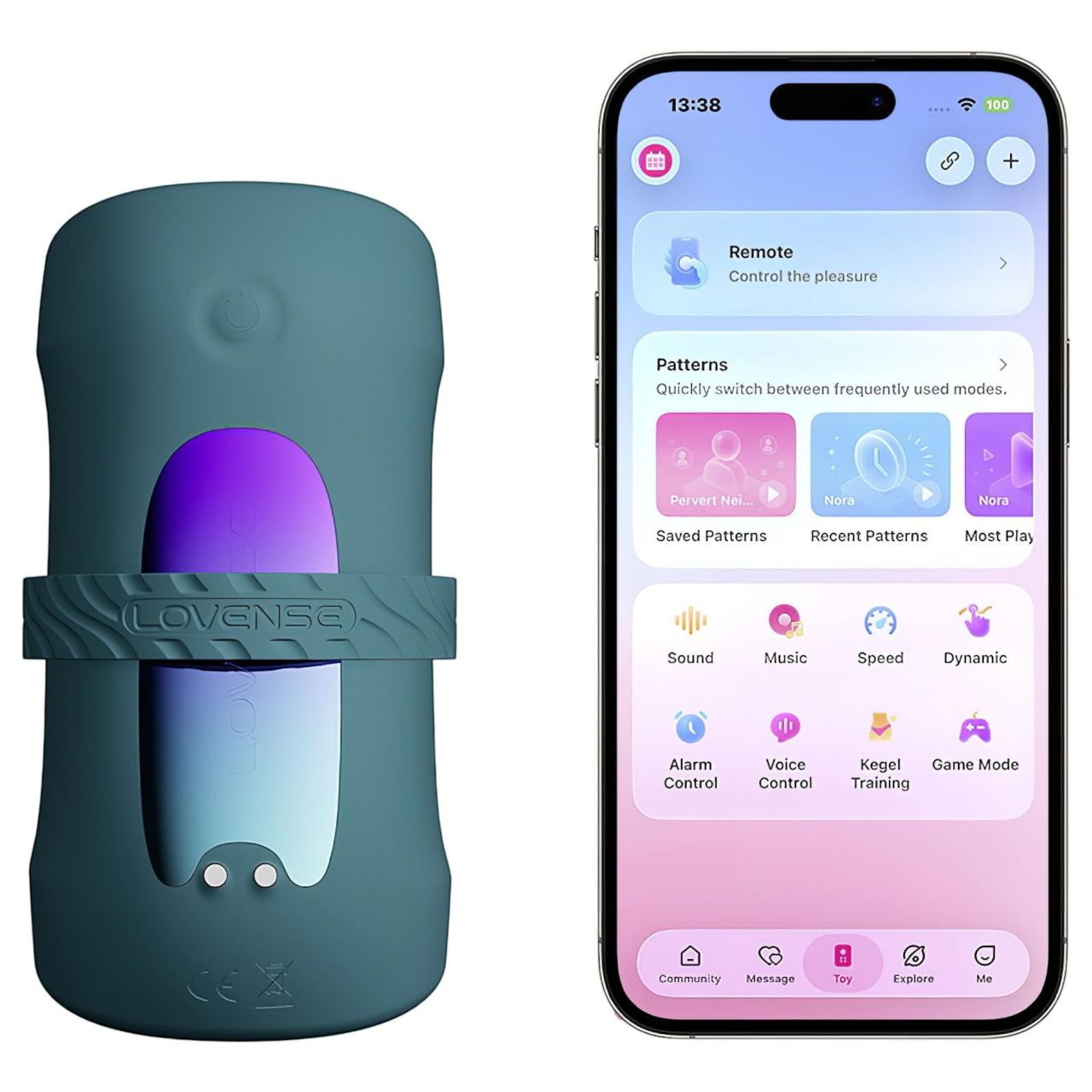 Lovense Gush 2 - app-vezérelt makk vibrátor (türkiz)