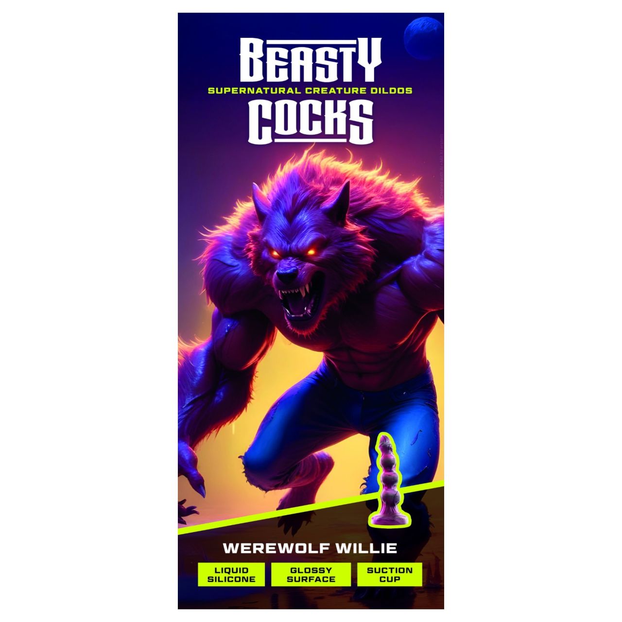 Beasty Cocks - bordó Werewolf Willie dildó tapadókoronggal (21 cm)