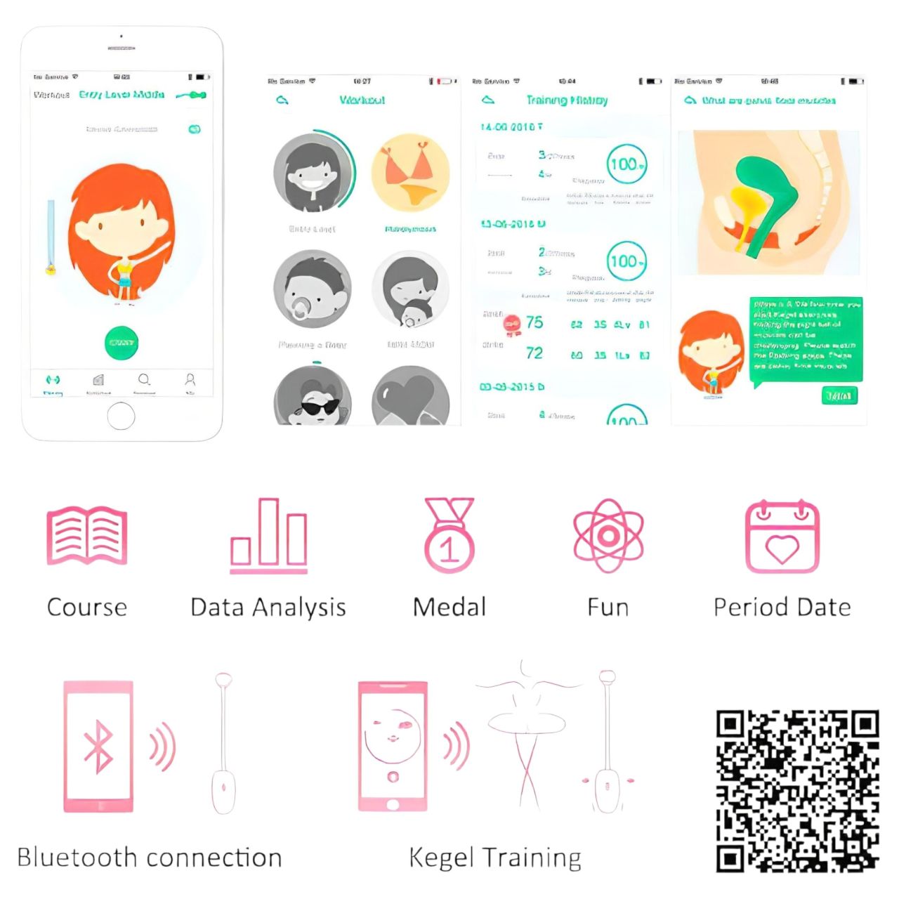 Magic Motion Kegel Coach - app-vezérelt vibrációs gésagolyó (pink)