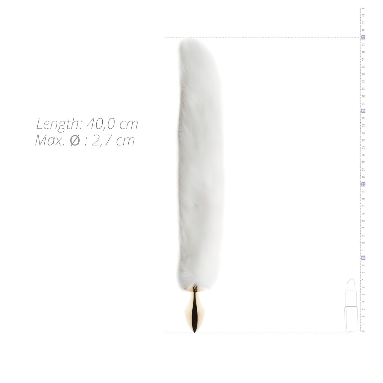 EasyToys Fox NO13 - fém butt plug rókafarokkal, anál plug (arany-fehér)
