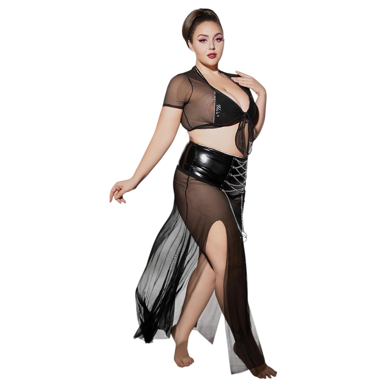 JSY 065 - fekete babydoll szett (XL-2XL)