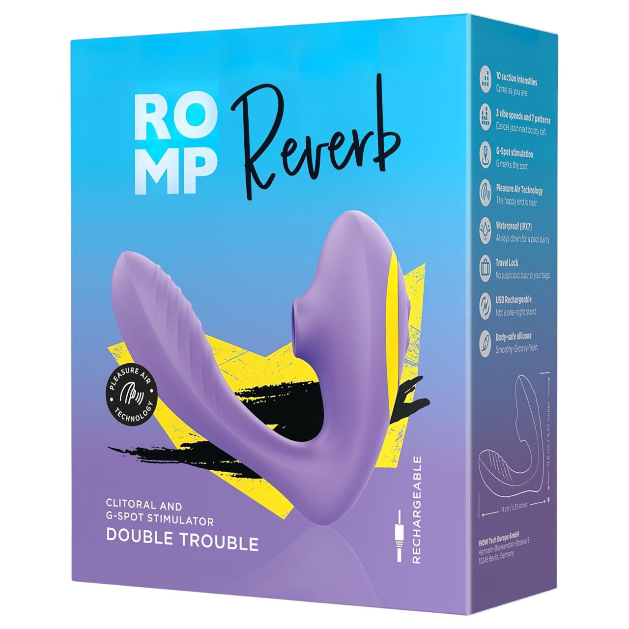 ROMP Reverb - léghullámos csiklóizgató és G-pont vibrátor (lila) ROMP Reverb - léghullámos csiklóizgató és G-pont vibrátor (lila)