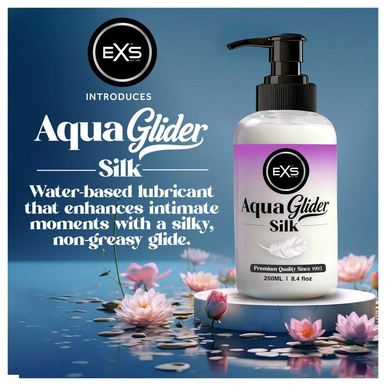 EXS AquaGlider Silk - selymes vízbázisú síkosító pumpás flakonban (250ml) EXS AquaGlider Silk - selymes vízbázisú síkosító pumpás flakonban (250ml)
