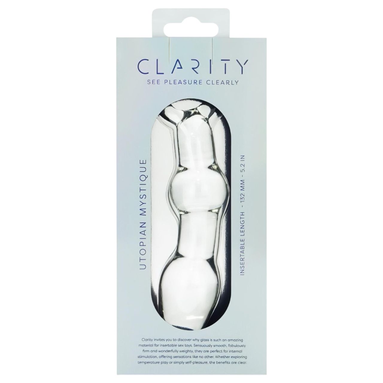 Clarity Utopian Mystique - bordázott üveg anál dildó (átlátszó)