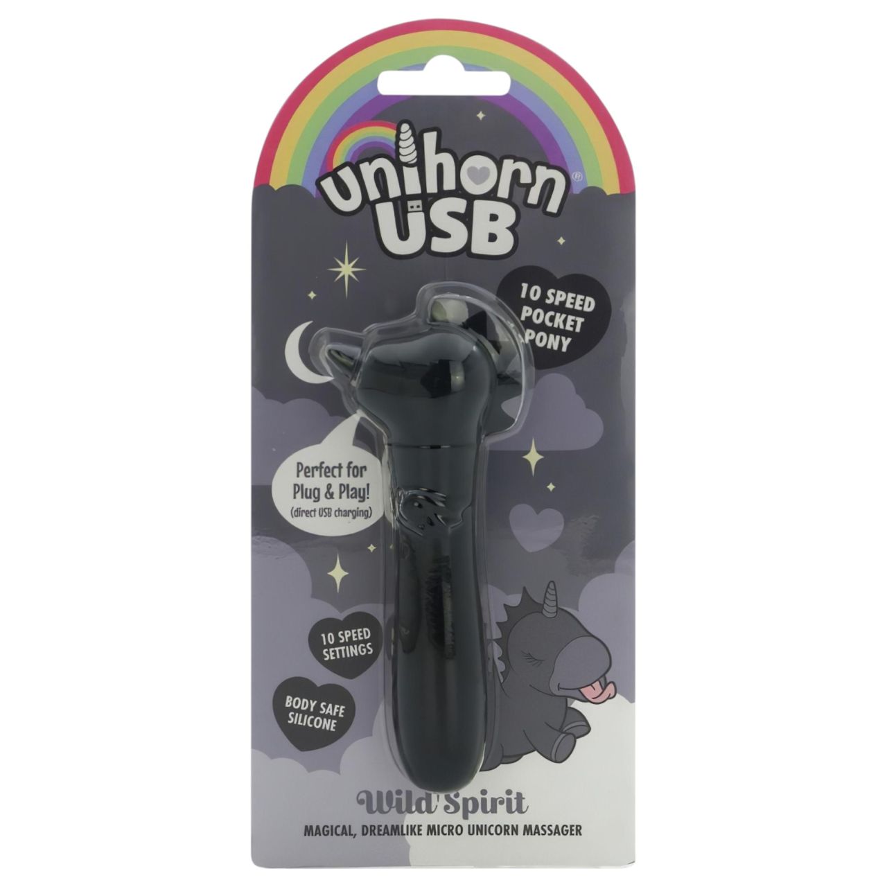 Unihorn Wild Spirit - akkus, vízálló mini vibrátor (fekete)