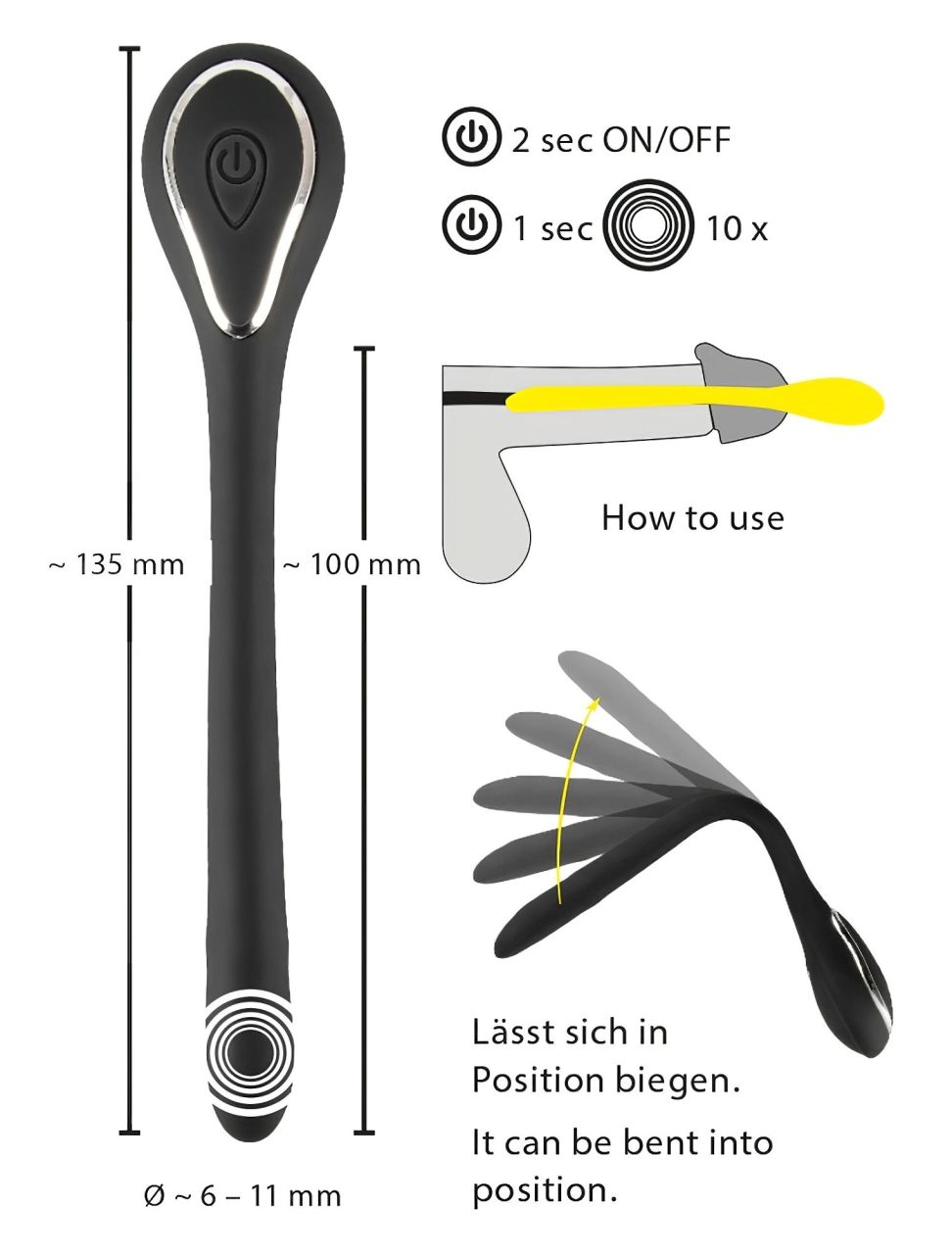 Penis Plug Dilator - fekete akkus, vibrációs húgycső dilátor (1 cm) Penis Plug Dilator - fekete akkus, vibrációs húgycső dilátor (1 cm)