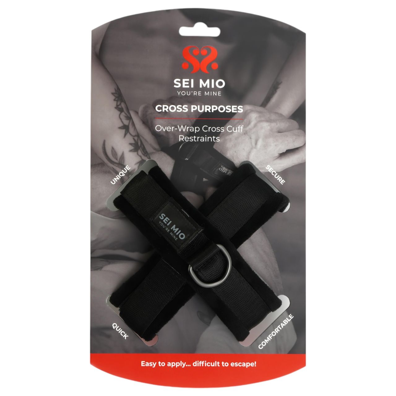Sei Mio - kereszt alakú csuklóbilincs (fekete)