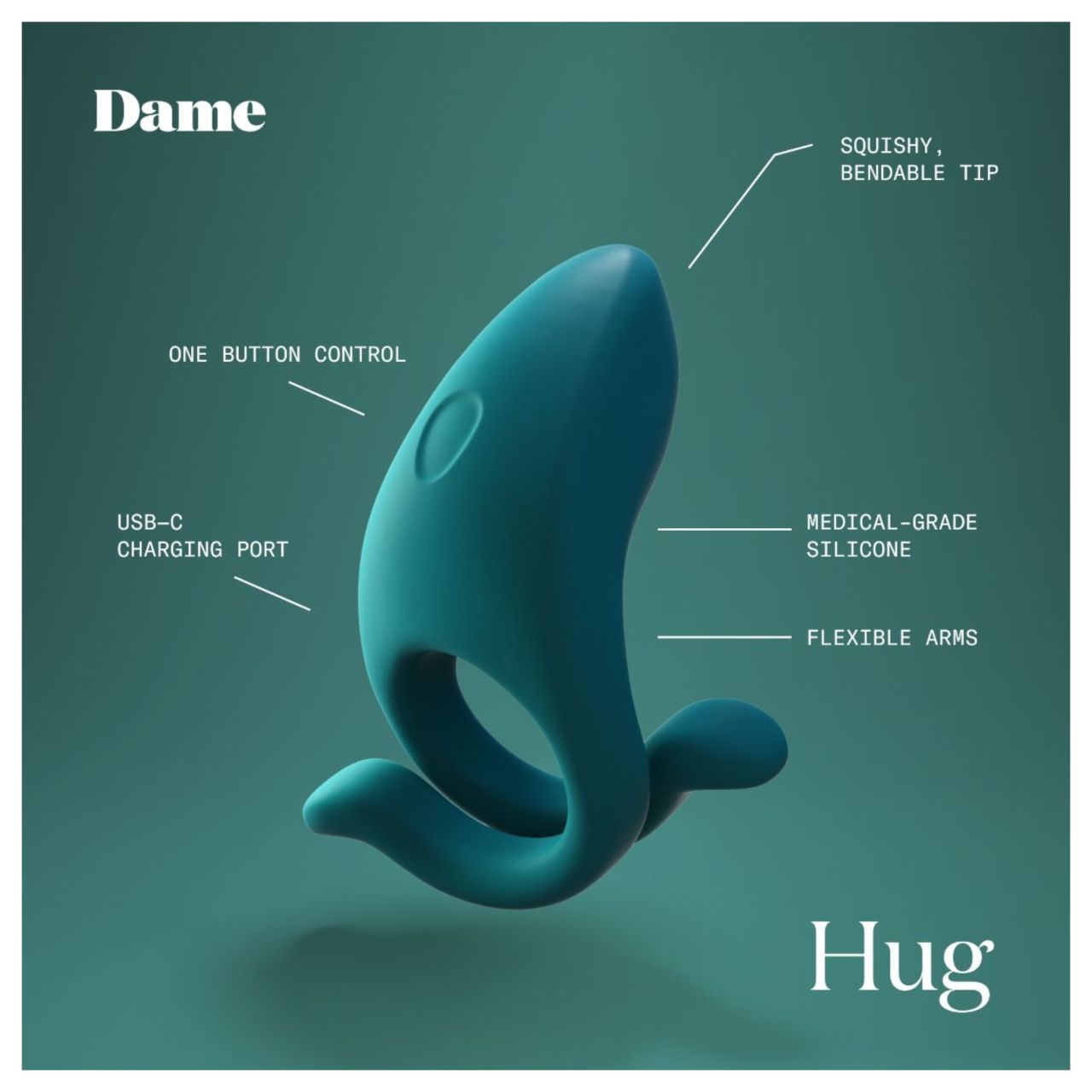 Dame Hug - állítható vibrációs péniszgyűrű (zöld) Dame Hug - állítható vibrációs péniszgyűrű (zöld)