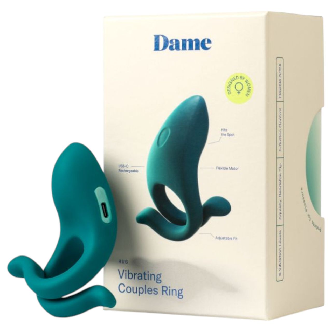 Dame Hug - állítható vibrációs péniszgyűrű (zöld) Dame Hug - állítható vibrációs péniszgyűrű (zöld)