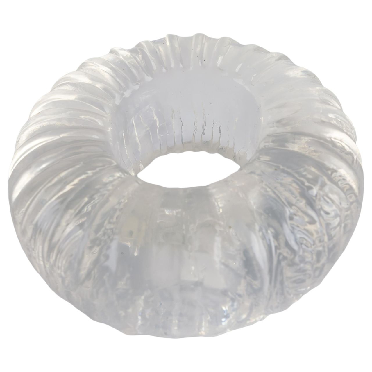Pulselock Cocktura - bordázott TPE péniszgyűrű (átlátszó) - 19mm