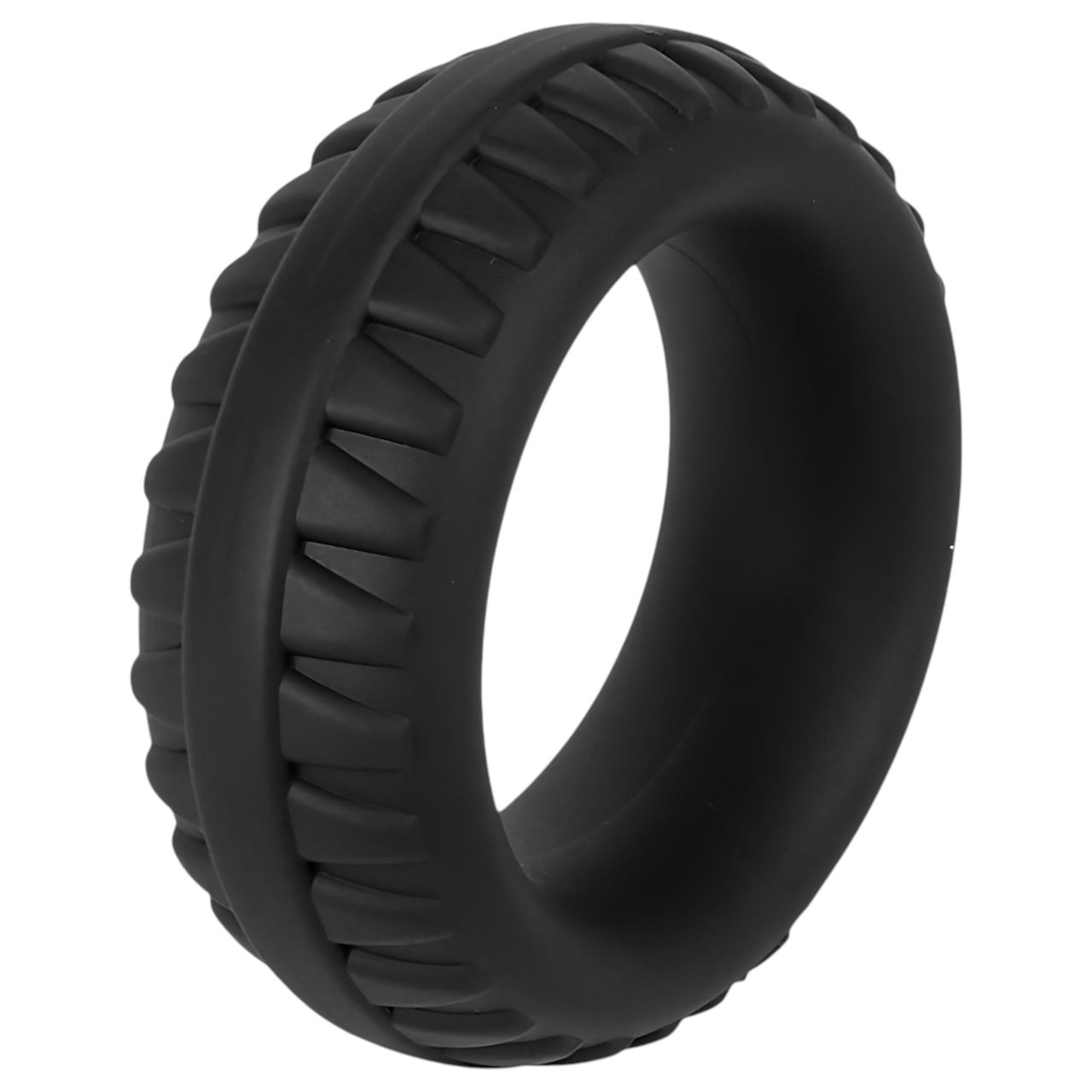Pulselock Forge - abroncs mintás szilikon péniszgyűrű (fekete) - 35mm Pulselock Forge - abroncs mintás szilikon péniszgyűrű (fekete) - 35mm