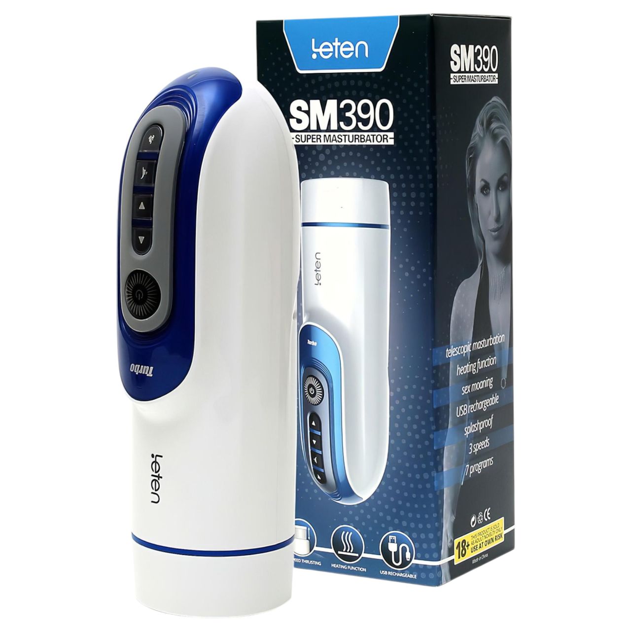 Leten SM390 - nyögő, melegítő maszturbátor férfiaknak (fehér)