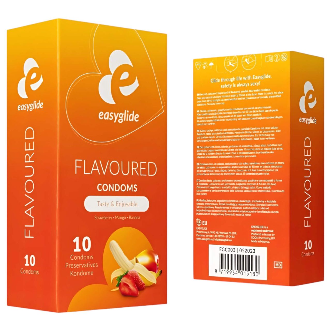EasyGlide Flavoured - gyümölcs ízű óvszer orális szexhez (10 db)